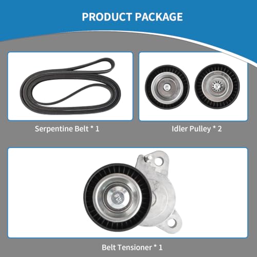39053 Engine Belt Tensioner Serpentine Belt Drive Idler Pulley Kit - size: 90K-39053