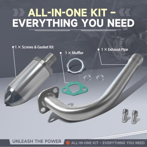 Exhaust Pipe with Muffler for GX160 GX200 for Predator 212cc Silver - color: Silver