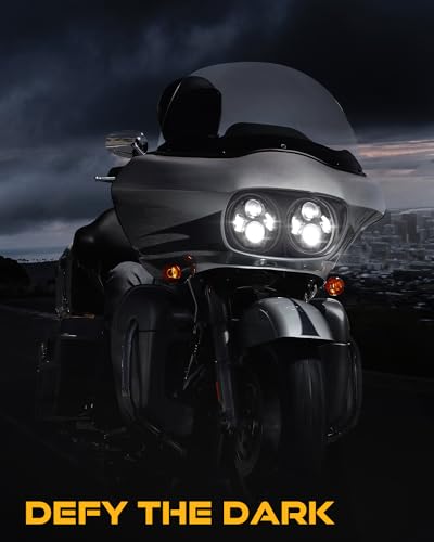 M MIBAHE 120W 5.75 Inch Dual LED Headlight Compatible with Road Glide 2004-2013, Black - color: black