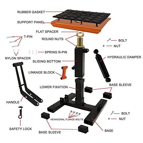POLARBEAR Aluminum Adjustable Dirt Bike Stand Motorcycle Hoist Lift Orange - color: Orange