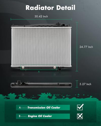SCITOO 2215 Aluminum Car Radiator for Nissan for Xterra 2000-2004 2.4L 3.3L - size: 2215