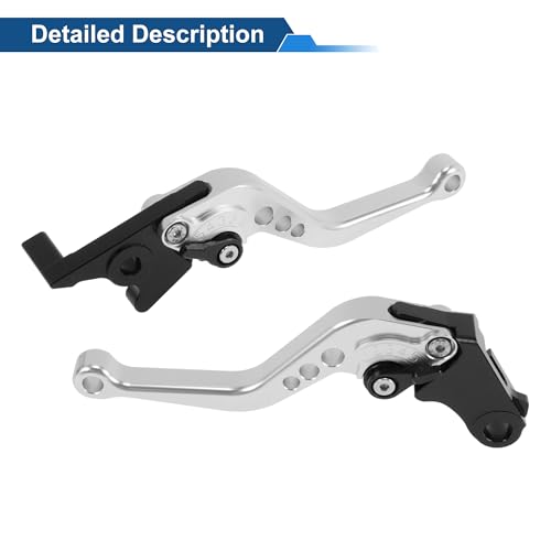 Short Brake Clutch Levers for Honda CBR500R 2013-2021 6 Position Adjustable Motorcycle Handlebar Brake Lever Aluminum Alloy Solid Silver Tone 1 Pair