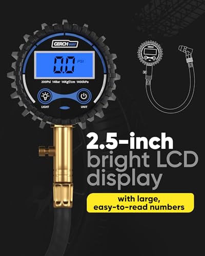 Digital Tire Pressure Gauge 200 PSI - Accurate Air Pressure Gauge for Tires - size: 3х1.4х18