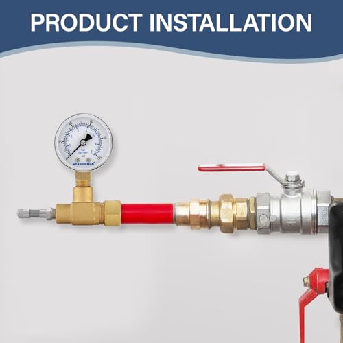 MEASUREMAN Air Over Water Test Regulator with Gauge, 2” Dial, 0-100 PSI, for Household Water Pipe Leak Detection, Includes 1/4” NPT Mount - size: 0-100 PSI