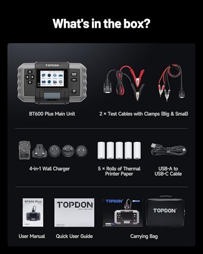 TOPDON BT600 Plus Car Battery Tester, 6V/12V/24V, Built-in Printer