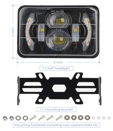 4x6 LED Headlight Kit for Suzuki DR650 DRZ400 with Mounting Bracket - size: 4x6 inch Daytime running lights