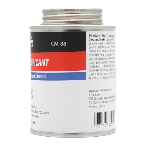 AGS Automotive Solutions Ceramic-Glyde Silicone Brake Lubricant – 8oz Brush Top Can, Advanced Noise Reduction, Exceptional Brake Pad Protection, Reliable Performance (Pack of 2) - size: 8oz (Pack of 2)