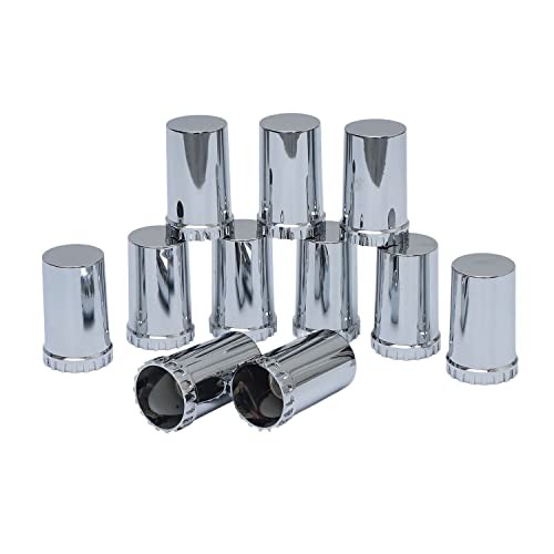 ABS Plastic Chromed Hubcaps Front and Rear Wheel Axle Cover Set with 33mm Thread-On Lug Nut Covers for Semi Trucks (Flat) - color: Flat