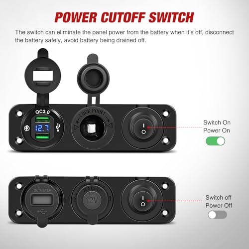 Nilight 4 in 1 Charger Socket Accessory Switch Panel On Off Rocker Toggle