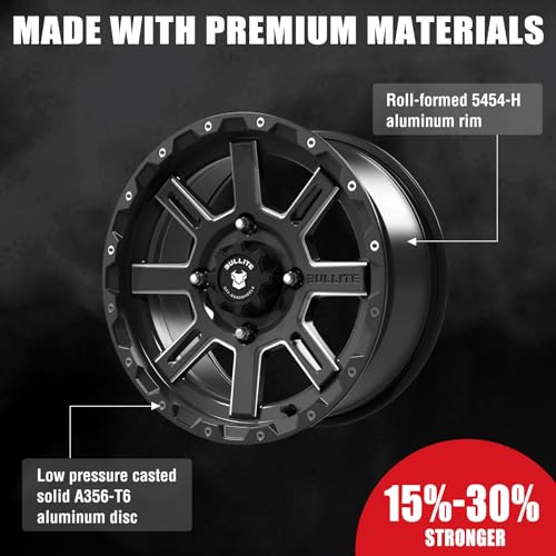 Bullite BT-02 Lancer UTV Wheels Gunmetal Gray Rims 15x7, 4x137/ 5+2 Offset, Can-Am Maverick X3 Commander Renegade Outlander Defender - size: 15x7, 5+2 Offset, 4x137 Bolt