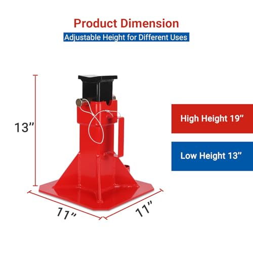 Car Jack Stands 22 Ton (44,000 lb) Capacity for Vehicle Lifting, Self-Locking Ratchet Heavy Duty Steel, Adjustable Height Lift 13–19 in, Large Saddle for Truck, SUV and Garage Use, 1 Pair