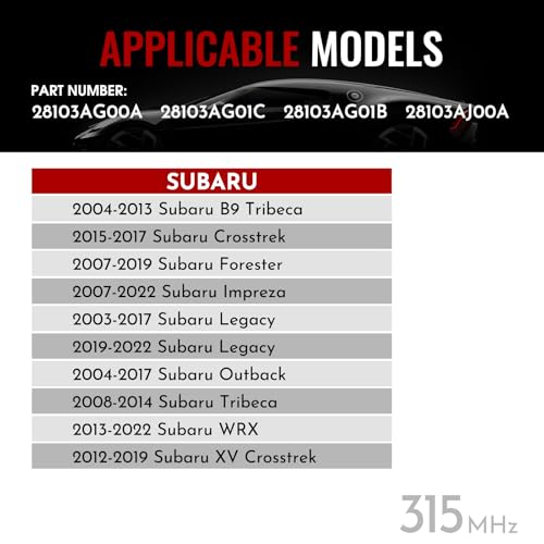 TPMS Sensor, 315MHz Subaru Tire Pressure Monitoring System Sensor, 4 Pack - size: 28103AG00A