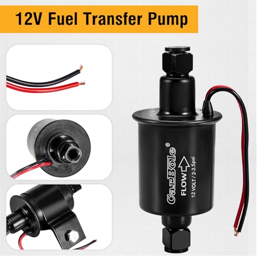 CarBole 12V Low Pressure Inline Fuel Pump 2-3.5 PSI, Electric Universal Gasoline Diesel Pump for Carburetors Cars Trucks Boats Engine Generator Replacement P60430, EP12S, 6414671 E8012S, FD0002 - size: 2-3.5 PSI + Pump Only