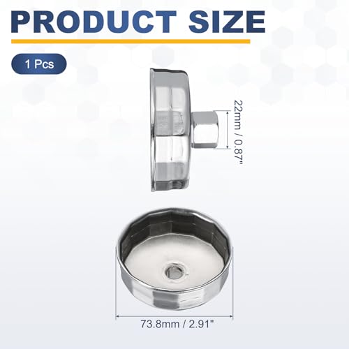 HARFINGTON Oil Filter Cap Wrench 15 Flute 73.8mm Inner Dia 1/2" - size: 73.8mm x 15 Flute(903-3)