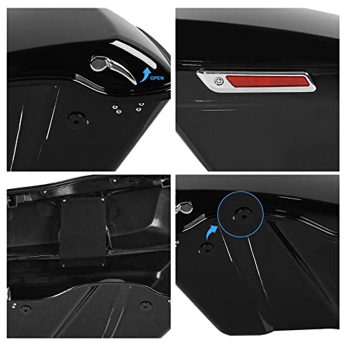 TCMT Hard Saddlebags 6x9" Speaker Grills & Liners Carpet Insert Fit For Harley 2014-2024 Touring Road King Road Glide Street Glide Electra Glide Ultra Limited - color: Chrome Latches, size: Standard(6x9 Speaker Lid)