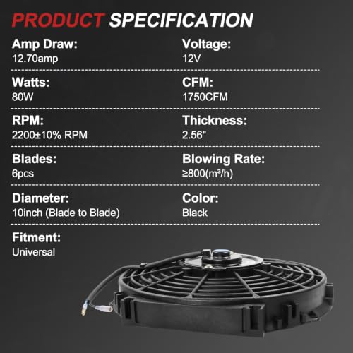 JDMSPEED New 2 Sets Universal 10'' Electric Radiator Cooling Slim Fan Push Pull Mounting Kit - color: Black, size: 10 Inch*2