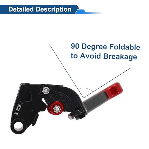 Short/Long Brake Clutch Levers for Kawasaki Ninja ZX6R 00-04 Black - color: Black Handle Red End