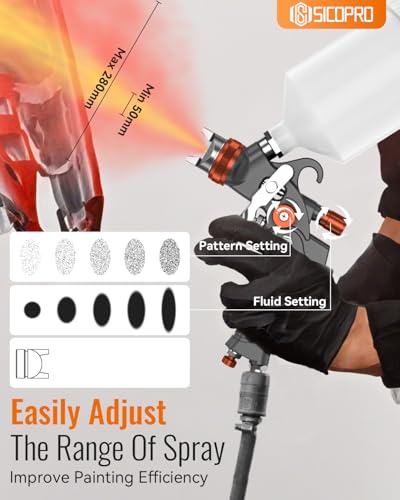 HVLP Spray Gun, Automotive Paint Gun, Spray Gun for Painting - color: Black