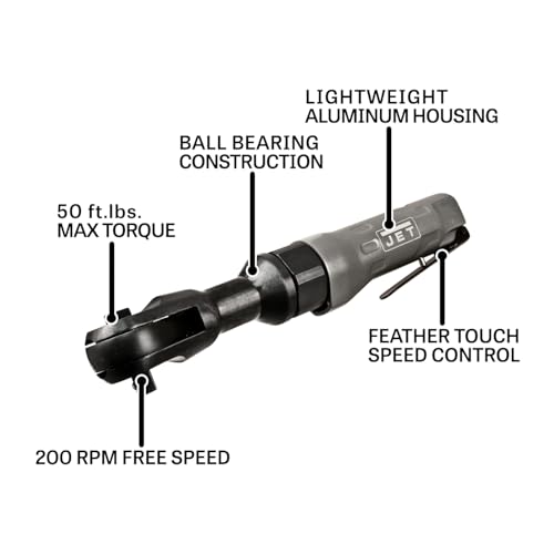 Jet 3/8-Inch Pneumatic Ratchet Wrench, 50 ft-lbs, 200 RPM (Model JAT-301) - size: 3/8 in. Square Drive