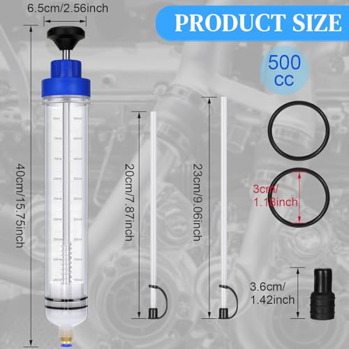 Gisafai 500cc Fluid Extractor Automotive Pump Manual Oil Extractor Pump Syringe for Gasoline Hand Cleaner for Power Steering, Hydraulic Fluid(Blue) - color: Blue, size: 500cc