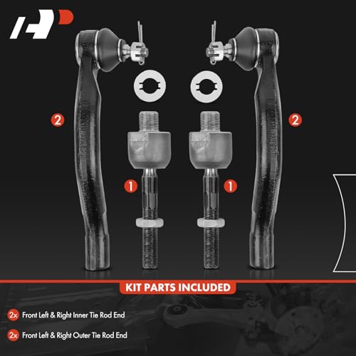 A-Premium Front Inner & Outer Tie Rod End Kit, Compatible with Honda