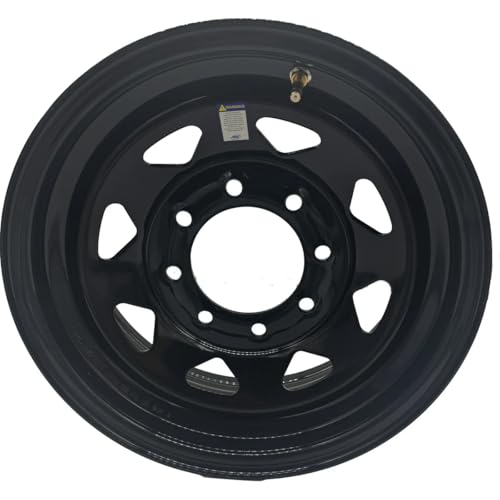 Premium Service 16x6 8 on 6.5 Spoked Steel Trailer Wheel (Black) - color: Black