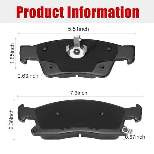 Front & Rear Ceramic Brake Pads Set with Hardware for 2011-2020 Dodge Durango & 2011-2016 Jeep Grand Cherokee - style: HZ1455+HZ1498