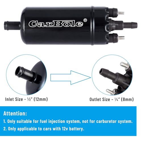 CarBole External In Line Fuel Pump: 116 PSI High Pressure Unversal 12V Electric Pump Injection Systems Replacement for 0580464070 With Mounting Bracket Clamp (Black) - color: Black