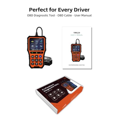 OBD2 Scanner Diagnostic Tool YM529, Professional Car Code Reader with 2.8” IPS Screen, Full OBDII/EOBD CAN Scan, Live Data, One-Click Diagnosis, Wireless App Support