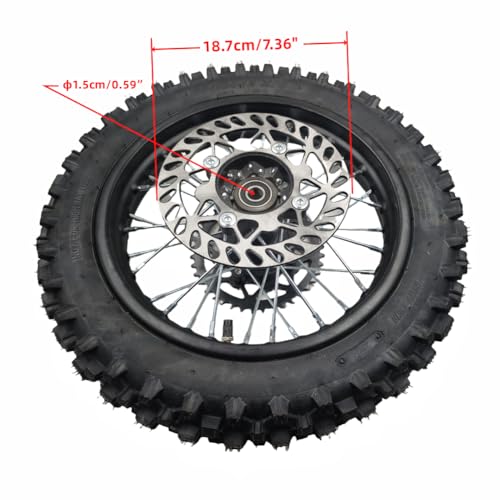 CLEO 80/100-12 뒷바퀴 림 타이어 어셈블리, 50cc-125cc 더트 바이크 taotao TTR SSR CRF Apollo 15mm 차축에는 190mm 브레이크 디스크와 41T 스프로킷 포함