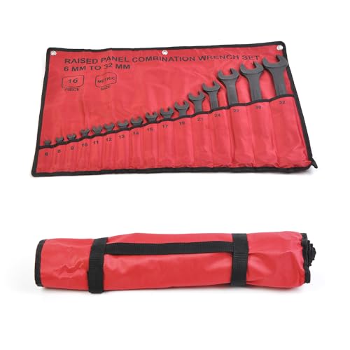16 Piece Metric Combination Wrench Set 6mm to 32mm Metric Wrench Set with Roll Up Pouch