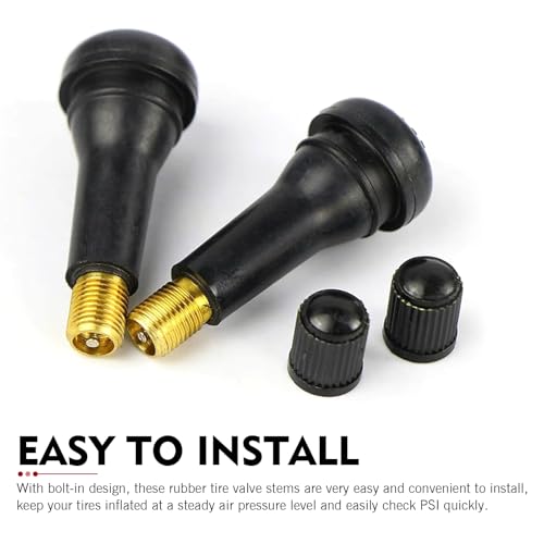 5 PCS Rubber Snap-In Tire Valve Stem, Durable TR412 Tubeless Valve Core Replacement, Universal Automotive Tire Valve Stem for Cars & Motorcycles - size: TR412