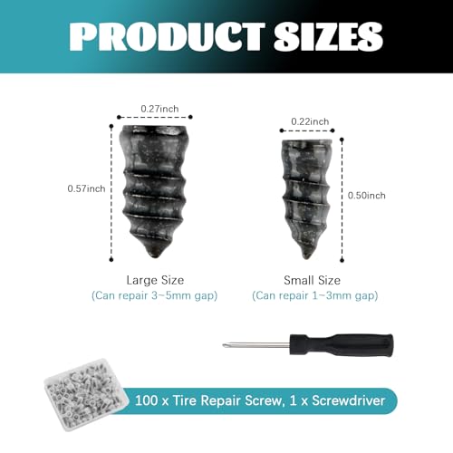 100PCS Tire Repair Rubber Nail Kit with 2 Sizes - color: 100PCS