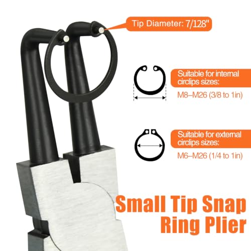 4pcs 7in Snap Ring Pliers, 7/128in Small Tips - color: 4pcs Small Tip Snap Ring Pliers