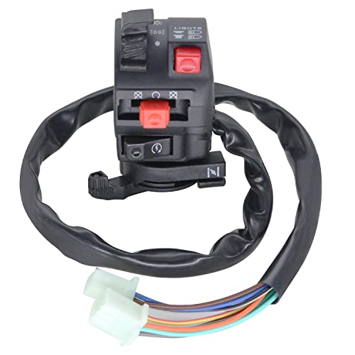 9 Wire 5 Function Left Starter Kill Light Choke Switch Assembly Fit for 150cc 200cc 250cc 300cc Coolster Roketa Yamoto Jetmoto Kazuma Loncin ATV Quad Etc.