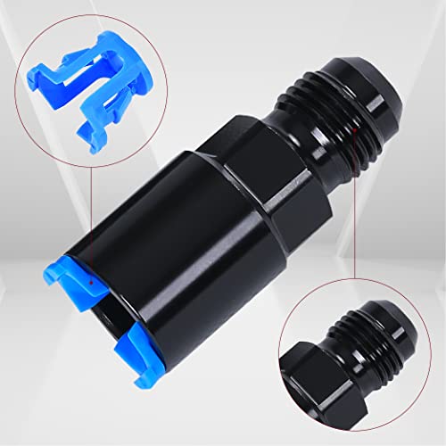 Fuel Rail Adapter Fittings Feed/Return -6AN EFI AN6 Push ON Compatible with LT1 LT4 LS1 LQ4 LQ9 - color: Black-Blue, size: 6AN Male to 3/8"& 5/16''-2PCS