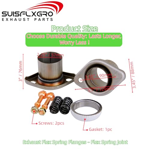 Exhaust Flex Spring Flanges 100% 409L Stainless, Spring Joint For Aftermarket (2.25"X6") - size: 2.25"X6"