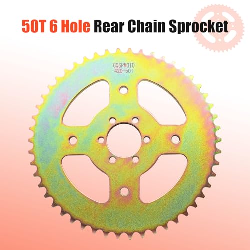 50T High Balanced Performance 420 Rear Chain Sprocket 6 Hole for Coleman CT100U CC100X RB100 B100 Mega Moto MMB80 105 Baja Doodle Bug DB30 Motovox MBX10 Mini Bike #40 41 420 45 Steel Sprocket - size: 50T