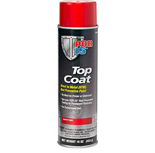 POR-15 Top Coat Spray Paint, Direct to Metal Paint, Long-term Sheen and Color Retention, 16 Fluid Ounces, Safety Red - color: Safety Red