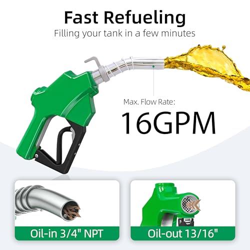3/4" NPT Automatic Fuel Nozzle with 360° Swivel Diesel Transfer Nozzle - color: 1pack green, size: 3/4'' NPT