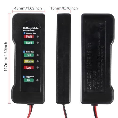 UMLIFE 2PACK Car Battery Tester 6 LED Indicators Digital 12V Multi Functions Alternator Tester for Car Motorbike - color: A