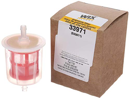 WIX 33971 Plastic Universal In-Line Fuel Filter Replacement with 1/4" Inlet and Outlet, Gasoline or Diesel (140 Micron)
