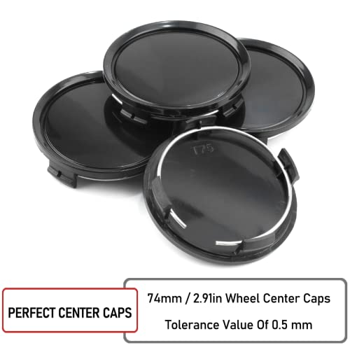 RTrhinoTuning 4PCS 74mm Wheel Center Caps Black Center Cap for Rim A1714000125, OD: 74mm/2.91in ID: 69.5mm/2.74in - color: Black