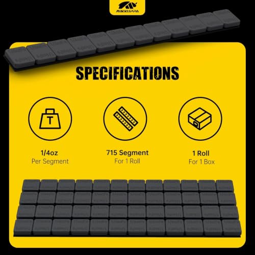 MIKKUPPA 1/4oz Adhesive Stick on Wheel Weights, 715pcs/Roll, Black 0.25oz - color: Black, size: 715 PCS(Roll)