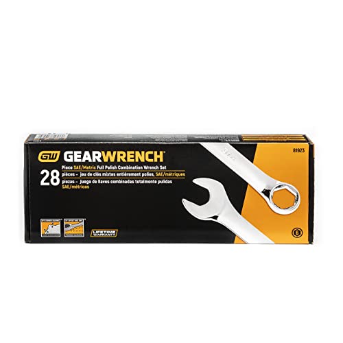 GEARWRENCH 28 Piece Combination Wrench Set, 6 Point, SAE & Metric, 81923 (Pack of 2) - size: SAE/Metric (Pack of 2)