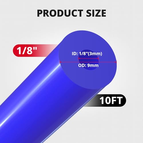EVIL ENERGY 1/8 Silicone Vacuum Tubing Hose Line 10FT 130PSI Max Pressure Blue (3mm ID) - color: Blue, size: 1/8 10FT