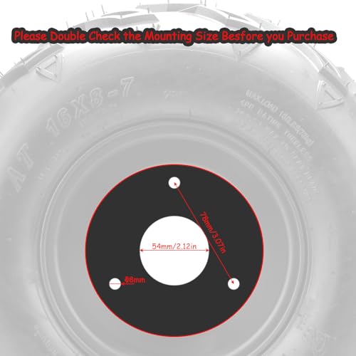 16x8-7 ATV Wheels, 3 lug 16x8-7 Tubeless Tires for Kazuma Quad ATV Go Kart UTV 125cc 150cc Off Road Tyres 3 Holes Rim set of 2