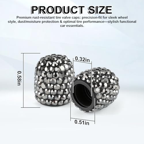 JUSTTOP 4 Pack Handmade Crystal Rhinestone Tire Valve Stem Caps, Universal for Cars, Trucks and Motorcycles - Glossy Black - color: Glossy Black