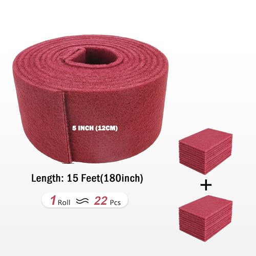 Maroon Scuff Pad Roll 5" x 15 ft - General Purpose Surface Prep for Auto Body, Woodworking & Paint - color: Maroon, style: 5 Inches*15 Feet