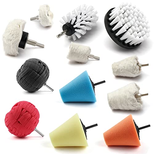 Polishing Pad Buffing Wheel Kit 12 Pack, Polishing Ball for Drill,for Car Care Metal Aluminum Stainless Steel Chrome Wood Plastic Ceramic Glass Woods Fabric Cotton Machine Jewelry - size: 12 PACK